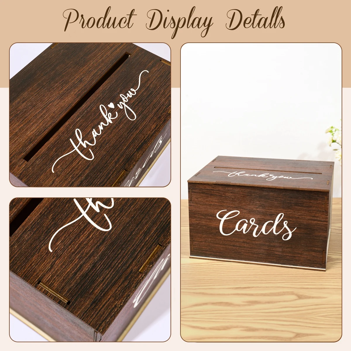 Wooden Wedding Invitation Card Drop Box Acrylic Easy Assemble Sign for Wedding Reception Graduation Birthday Party Baby Shower Wooden Gift Card Boxes Wedding Place Cards