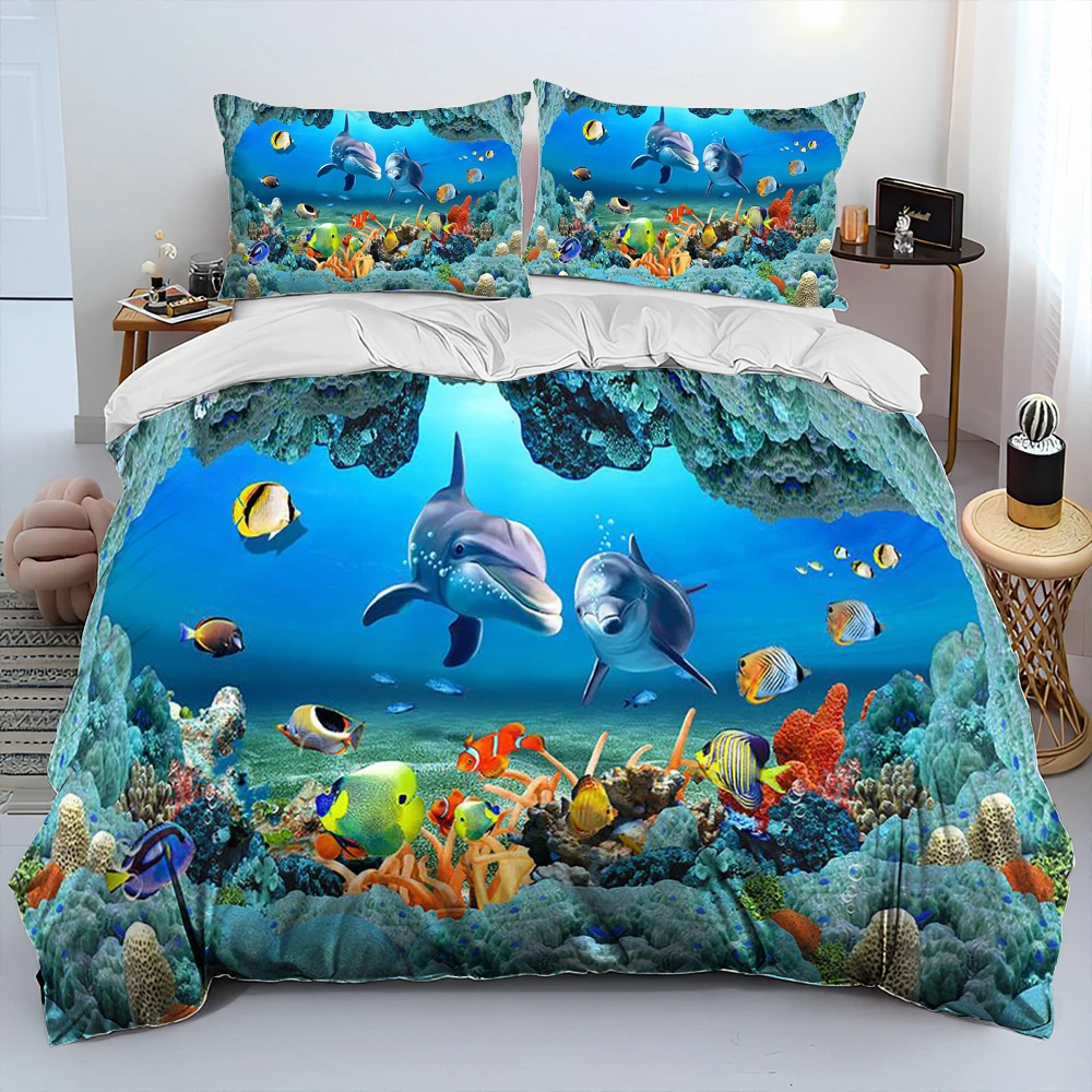 3D Deep Sea Dolphin 1991 Bed Pillowcases Quilt