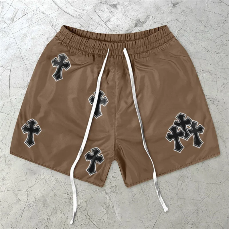 Mens Gym Shorts Y2K Hip Hop Cross Print Baggy Sweatshorts Harajuku Summer Fashion Casual Beach Streetwear Running Short Pants 5