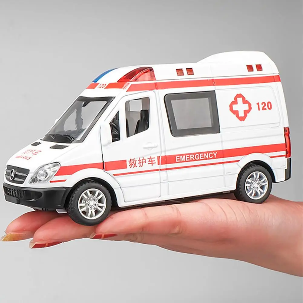 1:32 Hospital Simulation Ambulance Car ABS Early Education Toys Ambulance Can Open Door Models Vehicle For Children Boys Gifts 4