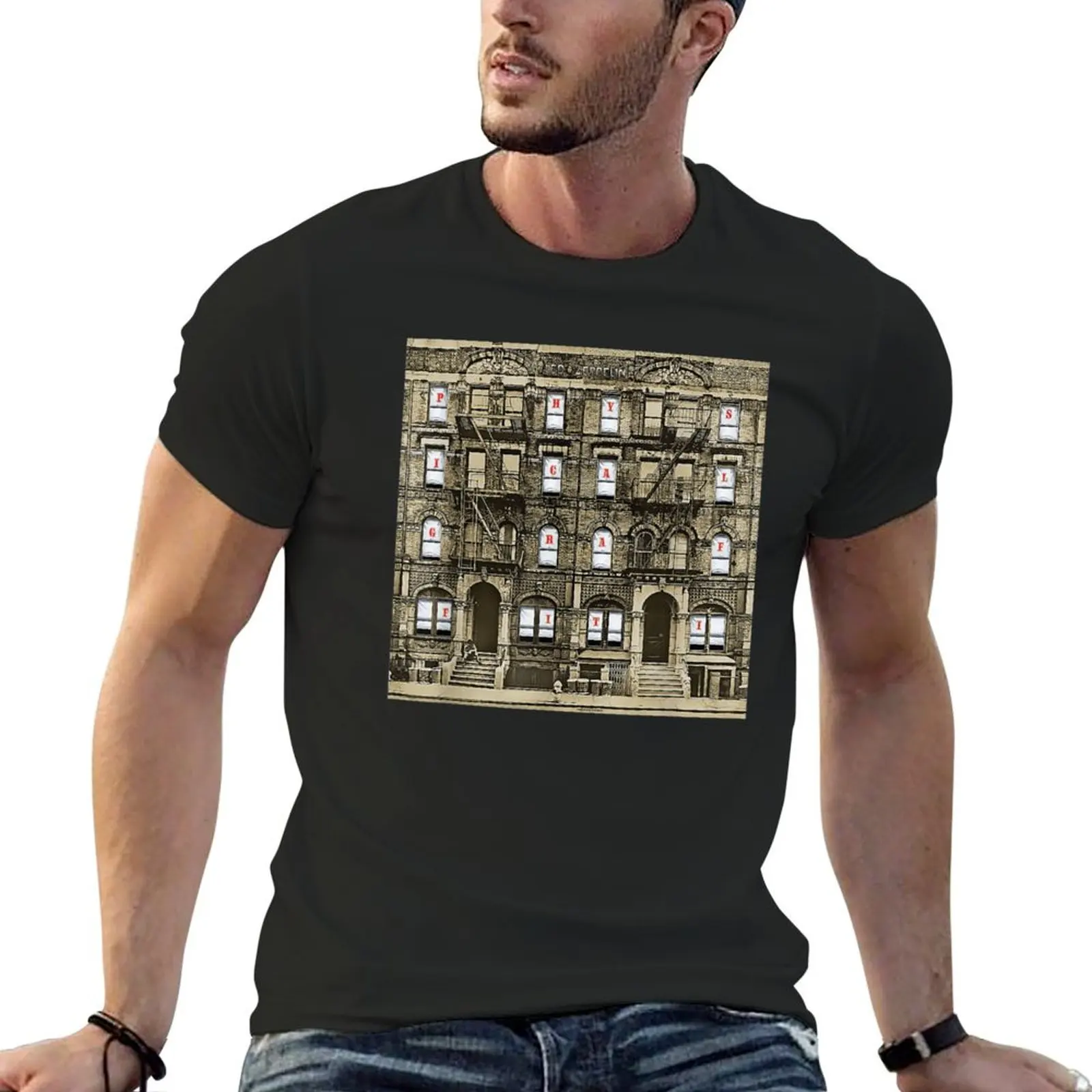 Retro Music Graphic Physical Vintage Graffiti Funny Zepelin Art Style T-Shirt Customizeds Ragazzi Animal Print T-Shirt Da Uomo