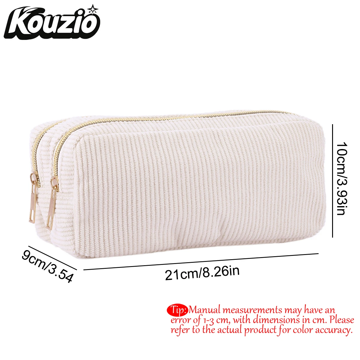 Aesthetic Solid Color Corduroy Pencil Case - Double Zipper Large Capacity Stationery Organizer