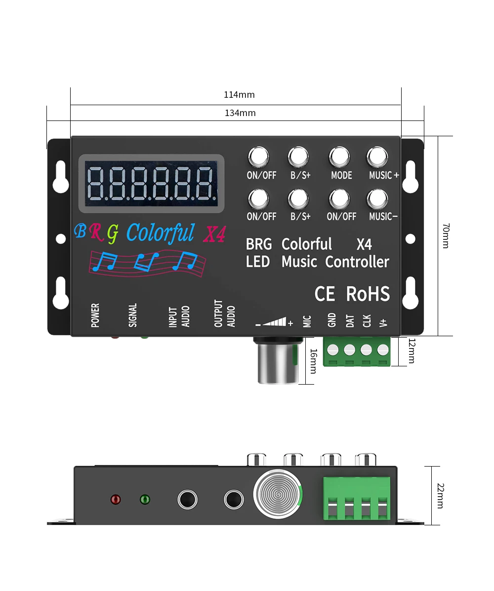 WS2815 WS2811 UCS1903 LED Strip Light Controller DC12-24V - Music, Colorful X4, BRG Remote SPI Pixels 4 WS2815 WS2811 UCS1903 LED Strip Light Controller DC12-24V - Music, Colorful X4, BRG Remote SPI Pixels