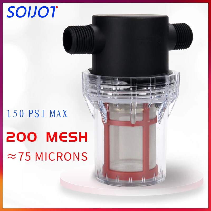 Irrigation Filter Garden Watering Filter Water Pump Filter Water Hose Filter 304 Stainless Steel Filter Screen 200 Mesh 1/2 Inch 3/4 Inch 1 Male pipe thread