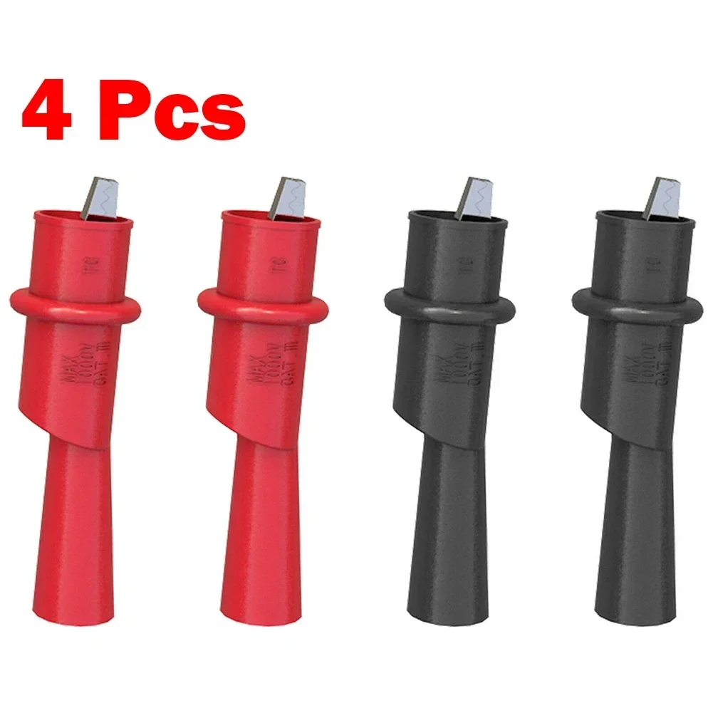 Multimeter Push On Clip Insulated Crocodile Clamp 2mm Multimeter Test Probes PVC Casing 4pcs for Electrical Connect