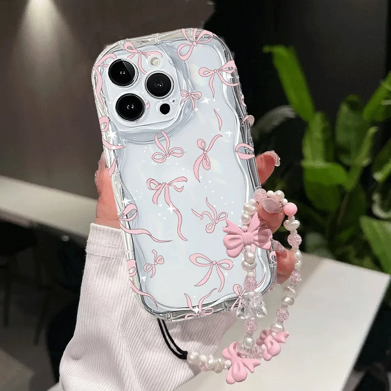 Korean Cute Star Bow Pattern Chain Phone Case