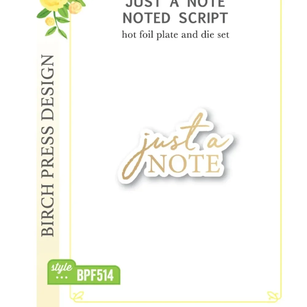Birch Press Design Just A Note Noted Script Hot Foil Plate And Die Set 2024 Nuovi Modelli Fai Da Te Scrapbooking Paper Making Crafts