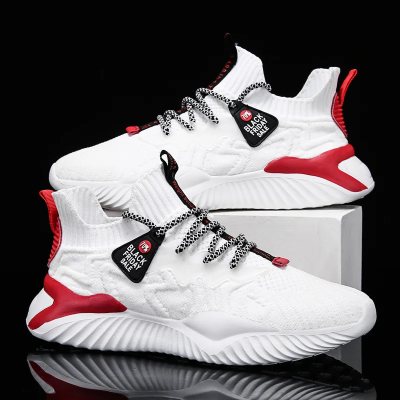 2023 New Arrival Men's Sneakers Knitted Breathable Male Sport Shoes Comfortable Boys Tenis Shoe High Top Man Running Shoes