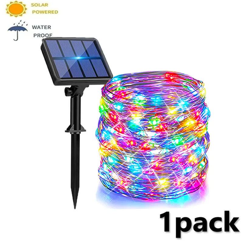 4-Pack Solar-Powered Outdoor Waterproof Fairy String Lights – 8 Lighting Modes for Tree, Garden, and Patio Decor