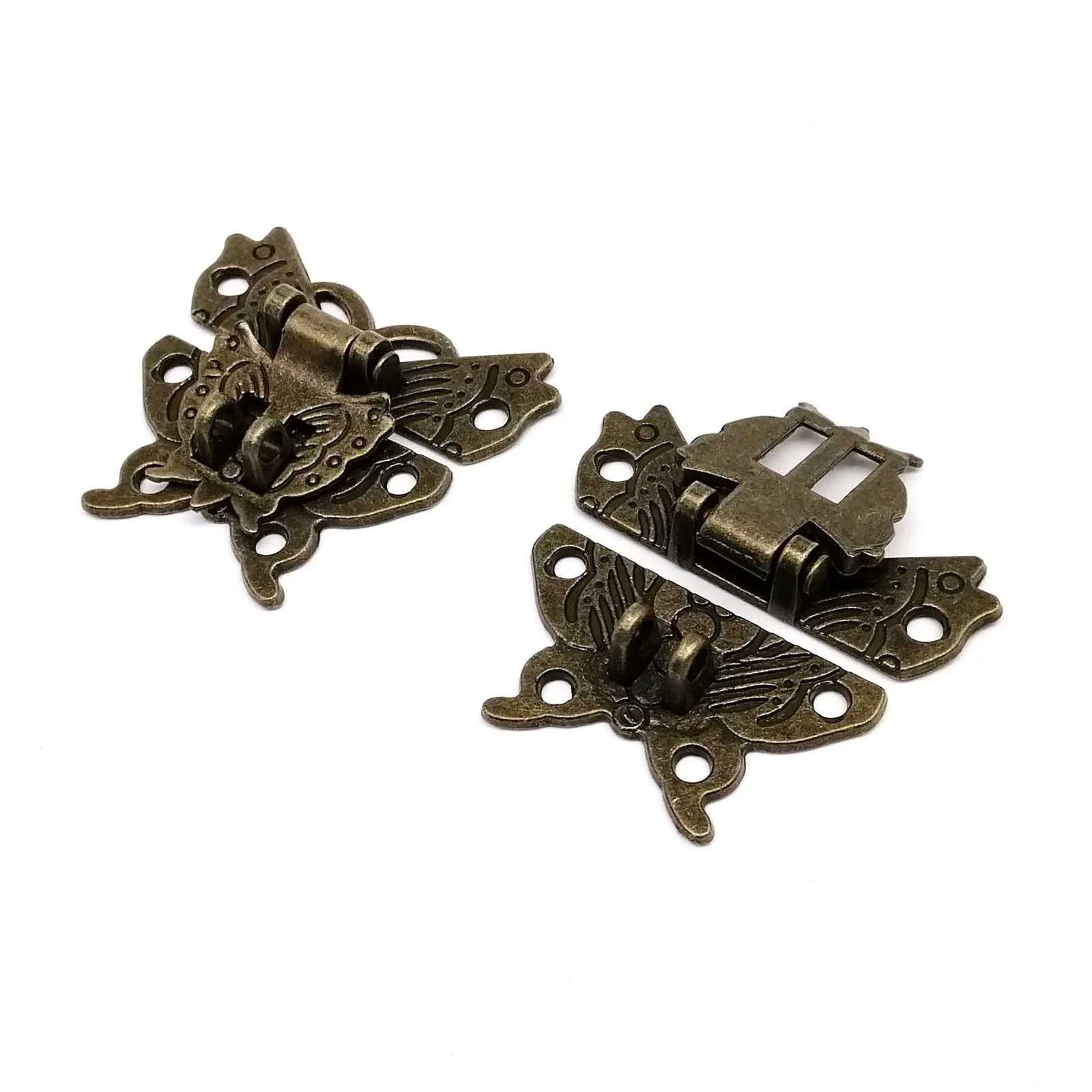 Decorative Latches Vintage Antique Brass Bronze Decorative DIY Butterfly Shape Wooden Jewelry Chest Toggle Wine Box Latch Gift Case Hasp Lock Clasp