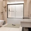 56 "-60" W *58 "H semi-frameless double sliding tub door, bypass tub shower, 1/4" (6mm) thick SGCC tempered glass door 1