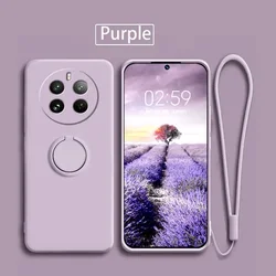 Enhanced Liquid Silicone Ring Stand Shockproof Phone Case - Soft Skin Feel Back Cover for Realme14 ProPlus (Purple)
