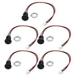 5-Pack Type C Female USB Charging Connectors (Black with terminals)