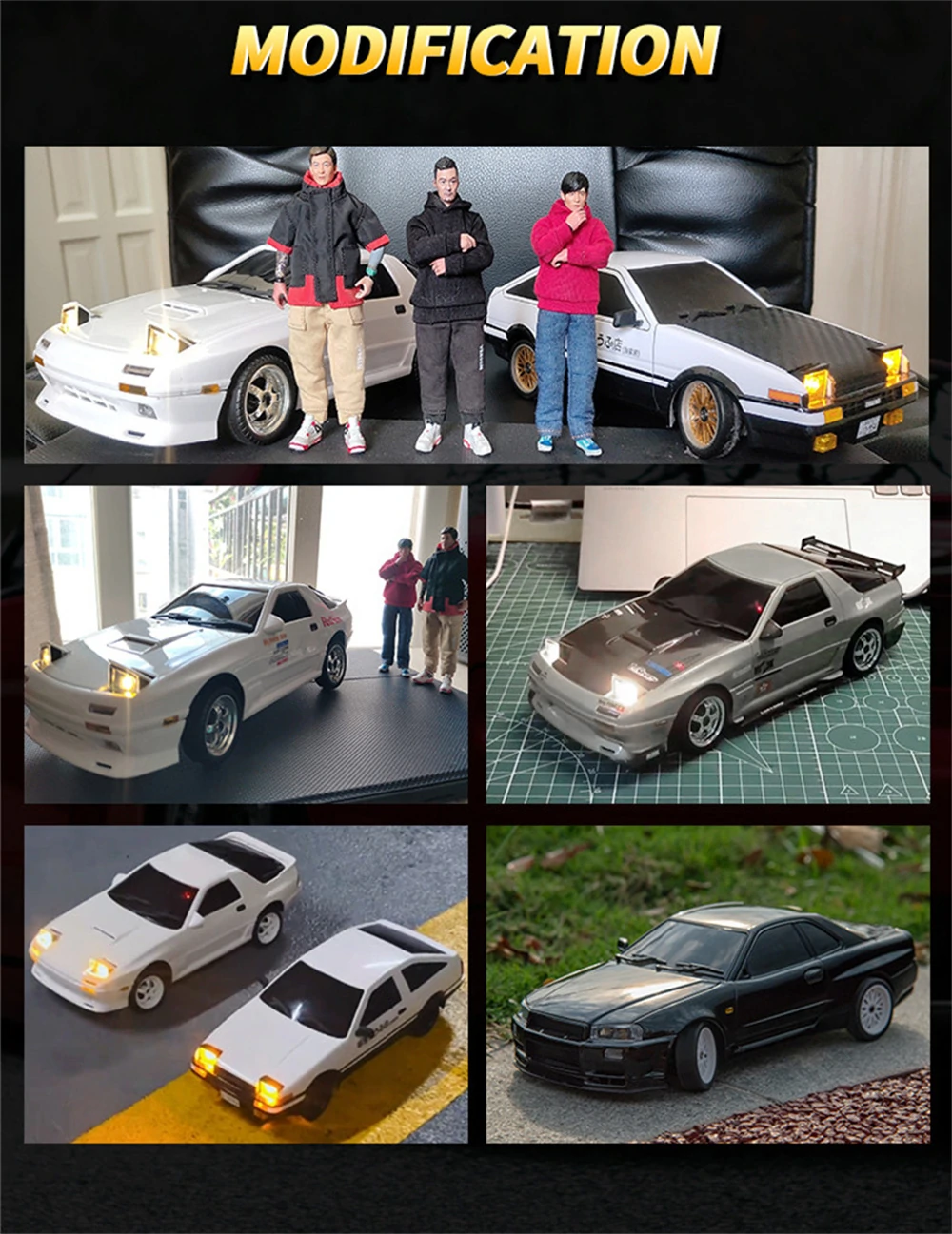 LDRC 1899 RTR 1/18 2.4G RWD RC Car Drift GTR R34 Gyro LED Light On-Road Full Proportional Alloy Body Shell Racing Vehicles Models Toys