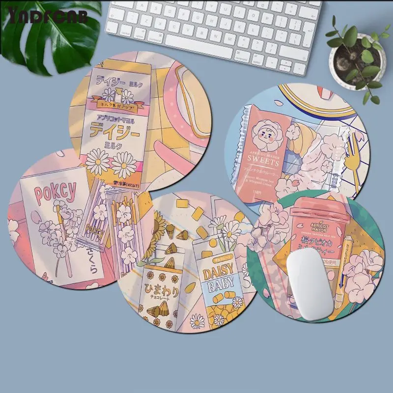 일본 핑크 귀여운 마우스 패드 라운드 커스텀 스킨 데스크탑 데스크 매트, 귀여운 게임 액세서리, 학생 쓰기 마우스 카펫  Best Top5