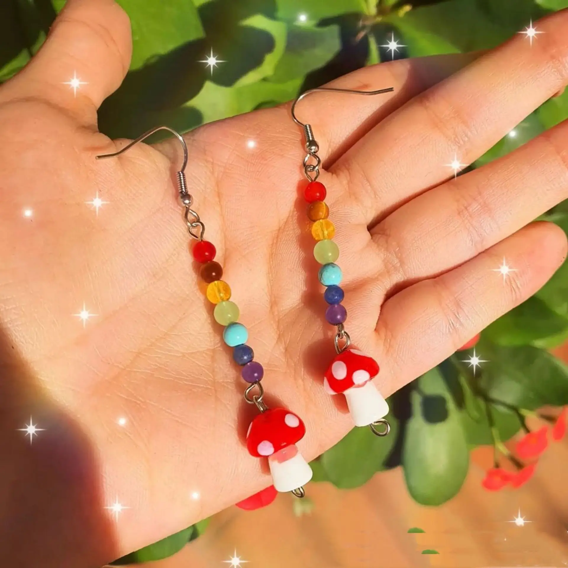 20pcs/pack Japanese Ancient Art Style Glass Mushroom Beads With Multiple  Sizes, Diy Earring, Pendant And Barrel Beads. Random Mixed Color. Cute And  Delightful Design With Centered Hole.