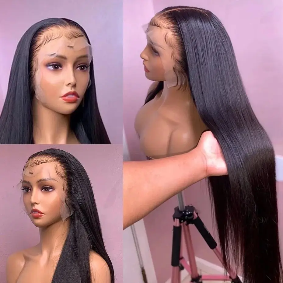 Human Hair Wig 30 32Inch 13x4 13x6 Lace Front Straight Transparent Lace Pre Plucked for Black Women