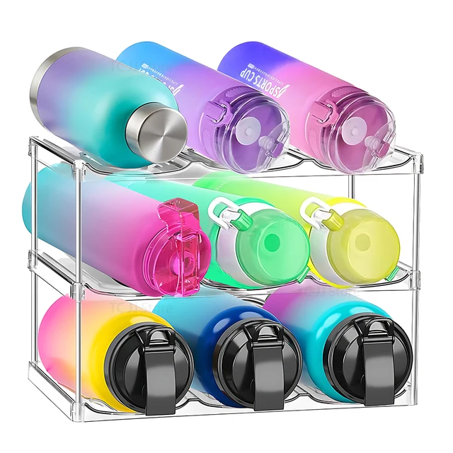 3-Tier Stackable Water Bottle Organizer – Clear Plastic Wine & Bottle Rack 1