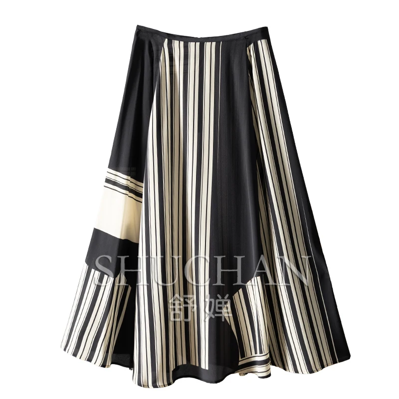 Irregular fashion design patchwork new 2024 summer long skirts for women natural silk print skirts for women embracing natural design