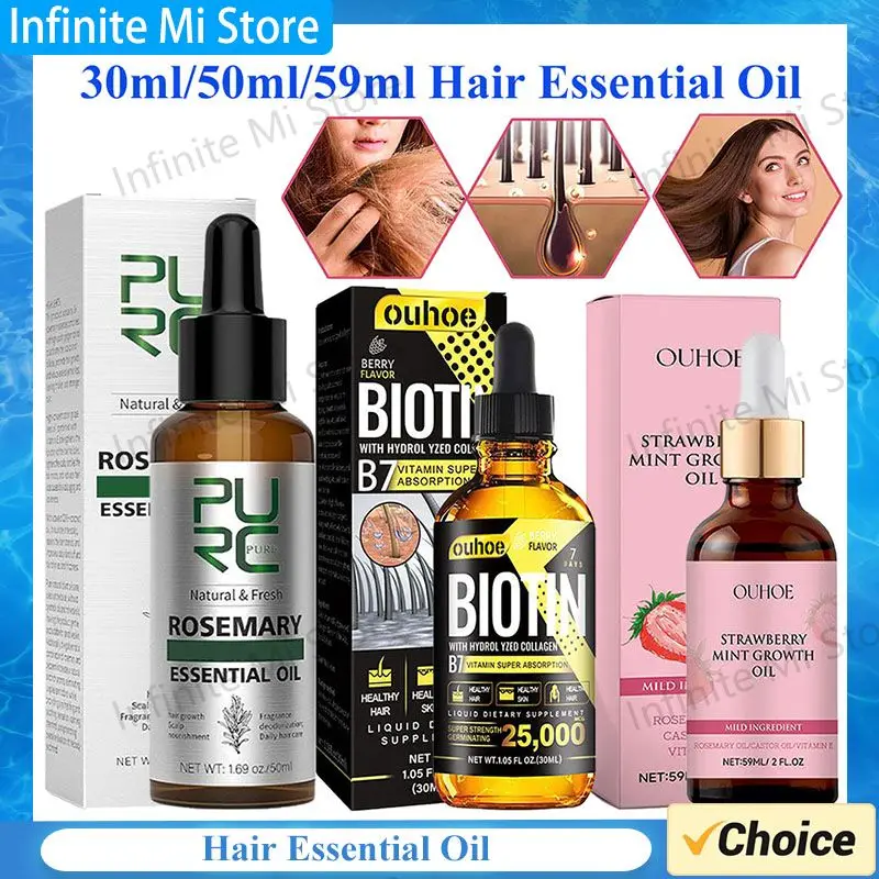 Rosemary Hair Strengthening Oil Biotin B7 Essential Oils Nourishing Treatment Split Ends Dry All Types 30ml/50ml/59ml