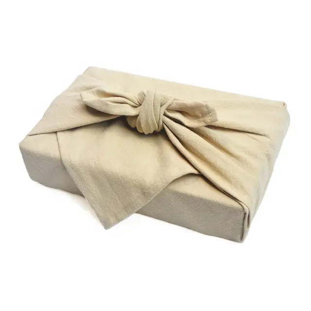 Furoshiki Wrap Ruhával Pamut És Vászon Szilárd Színű Ajándékdoboz Csomagolószekrény Zsebkendő Szalvéta 65X65Cm - Image 6