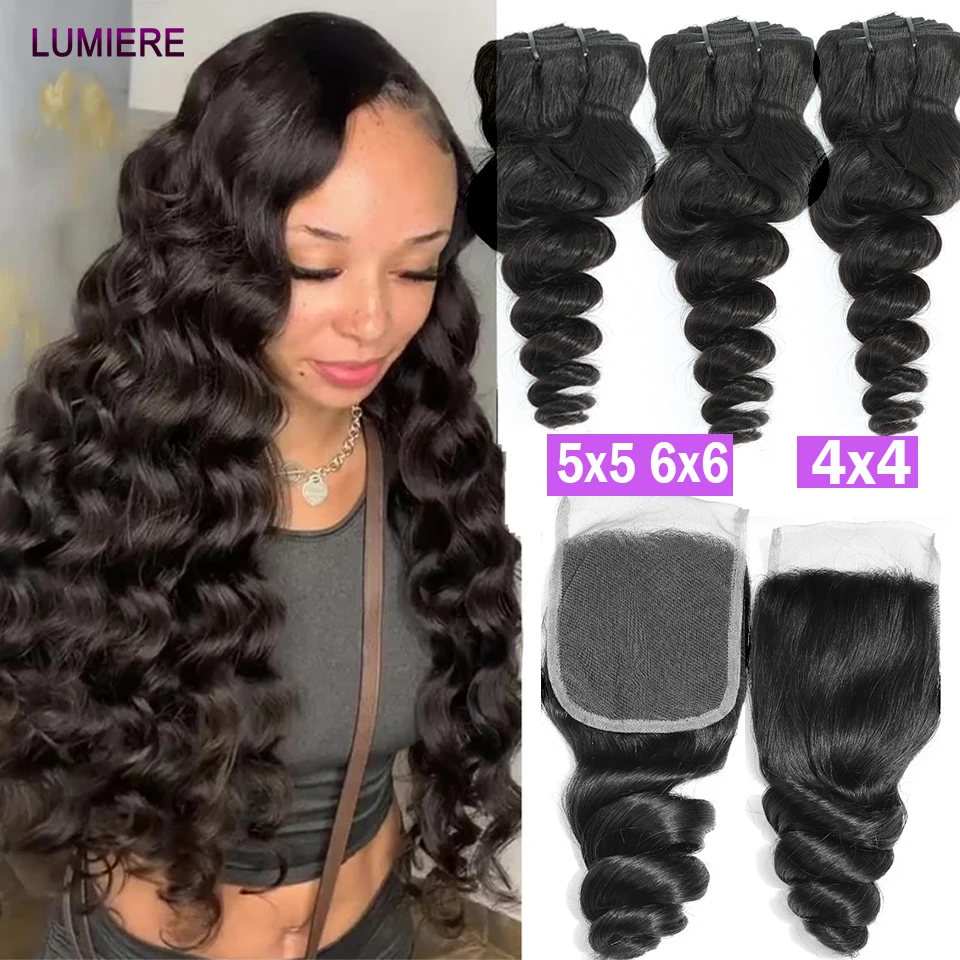 5x5 Hd Lace Closure Bundles | Hair Weave | Hair Bundles Closures - Peruvian  Loose Wave - Aliexpress