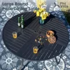 Large Wrought Iron Dining Table with Umbrella Hole & Stackable Metal Chairs, Dining Furniture, Garden Sofas 2