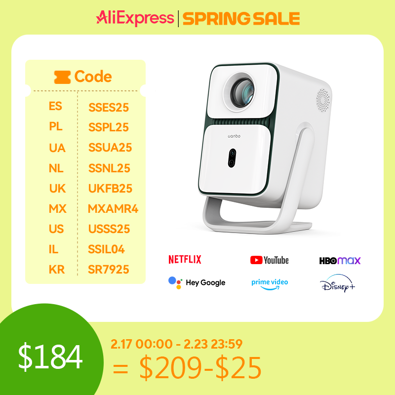 Wanbo T2 Ultra Andorid TV11.0 1080P Projector Support 4K Proyector 500Ansi 120Â° Rotating Protable Home Beam Smart  Projector