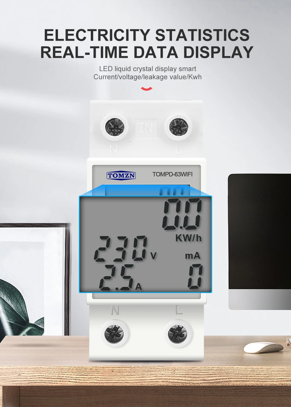 Smart Life Tuya Wi-Fi Disjuntor, Reclosable, Medidor