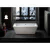 71" - Modern White Freestanding Soaking Bathtub With Chrome Drain - White Rectangle Spacious Acrylic Fiberglass Bath Tub - Deep 1