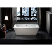71" - Modern White Freestanding Soaking Bathtub With Chrome Drain - White Rectangle Spacious Acrylic Fiberglass Bath Tub - Deep 1