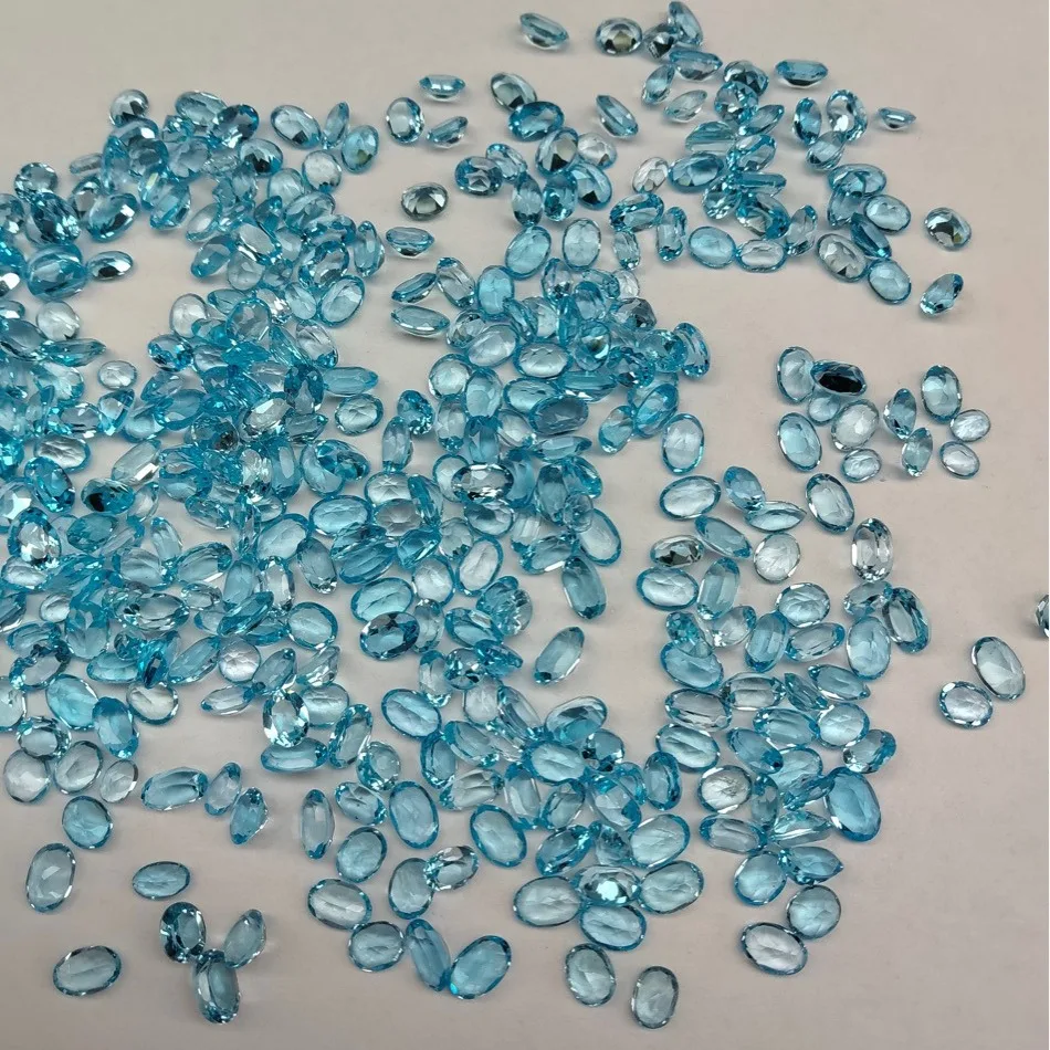 Natural Stone Oval Cut 7X5mm 1.05Ct Faceted Loose Gemstone Sky Blue Topaz Diamond For Ring Earring Jewelry Making Accessories loose gemstones