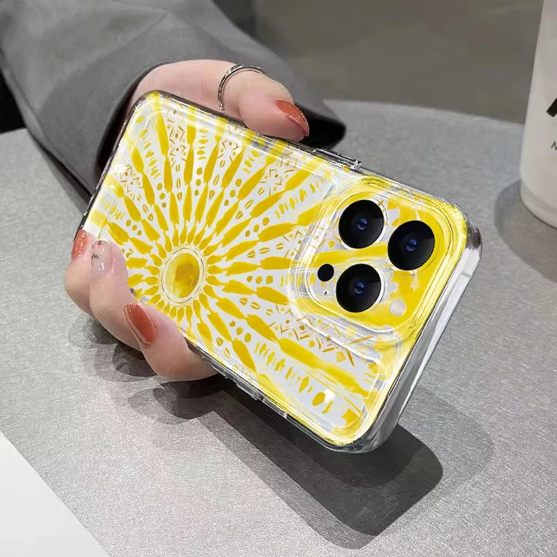 Yellow Sun Clear Shockproof TPU Phone Case Cover