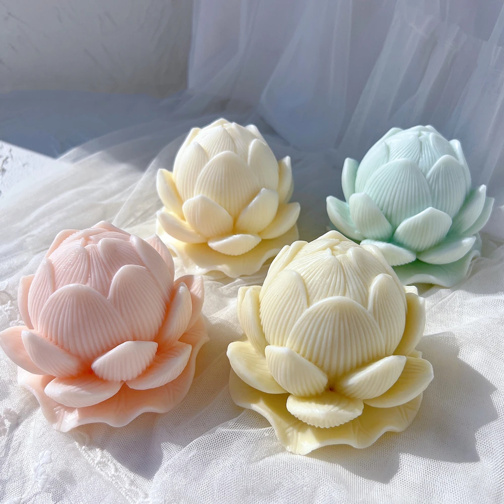 Stampo In Silicone Lotus Bloom Fiore Di Loto Stampi Per Candele Stampo Per Cera Di Soia Buddha Decorazioni Per La Casa Regalo Di Anniversario