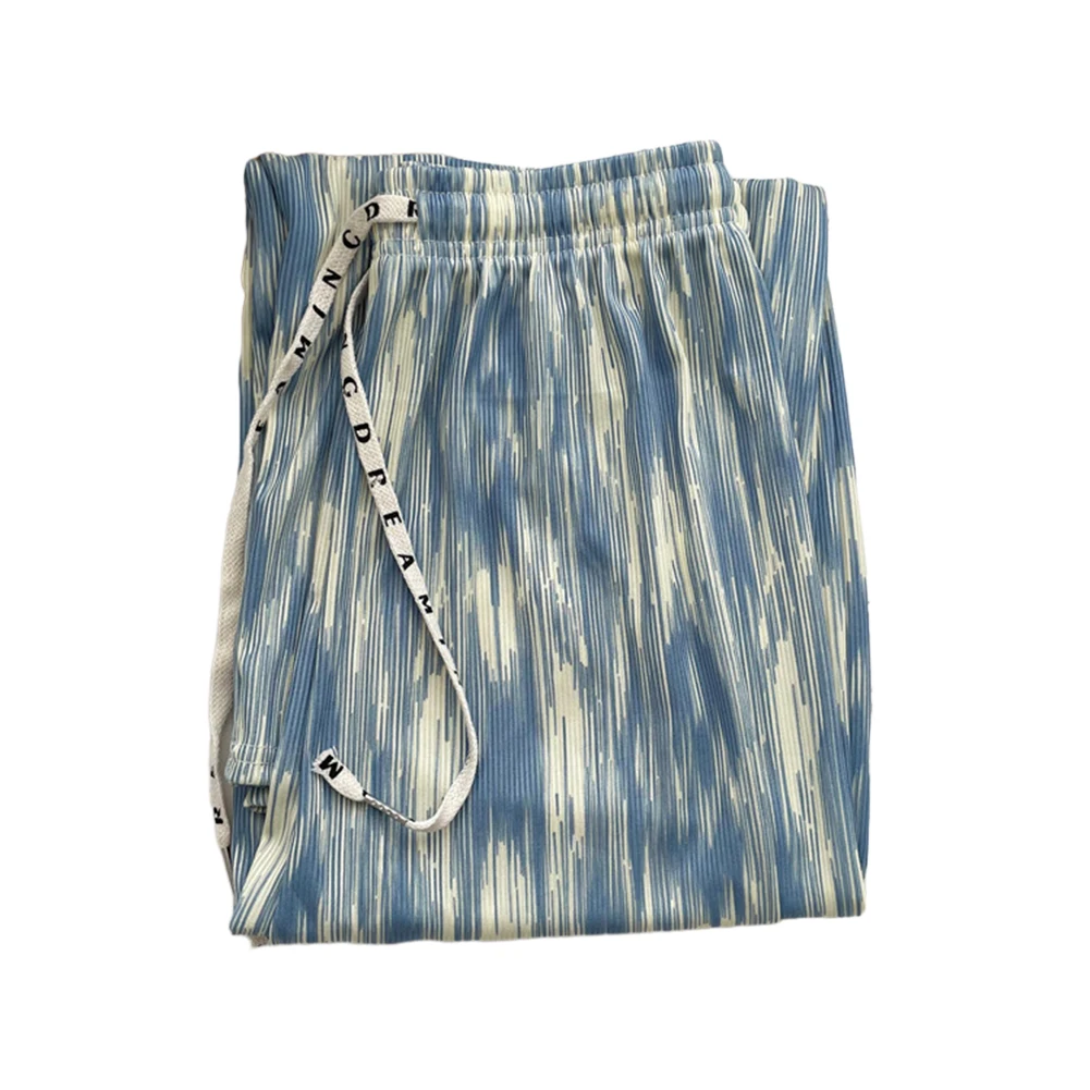 

Comfy Fashion Pants Slim Pants Wide Leg Pants Womens Blue Casual Pants Grey Ink Tie-dye Long Pants Microelasticity