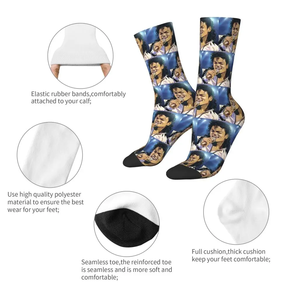 Michael Jackson Musicians Singers Dancers Socks Harajuku Stockings All Season Long Socks Accessories for Unisex Christmas Gifts