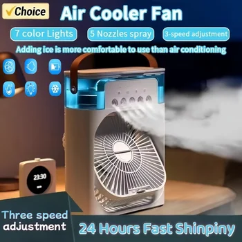 2025 Nuovo tre in uno condizionatore d'aria domestico piccolo dispositivo di raffreddamento dell'aria piccolo ventilatore portatile umidificatore notturno domestico ventilatore notturno a LED 1