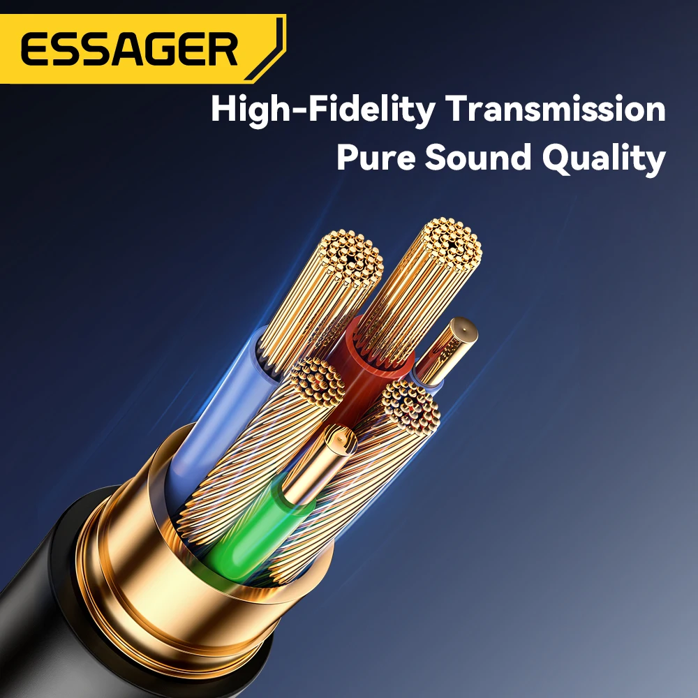 Essager Wireless Bluetooth 5.0 Receiver Adapter Handsfree Car Speaker 3.5mm Jack Aux Audio Music for Car Bluetooth Transmitter