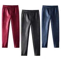Faux PU Leather Children Kids Girls Leggings Thin Skinny Baby Slim Legging for Spring Autumn Long Pants 1