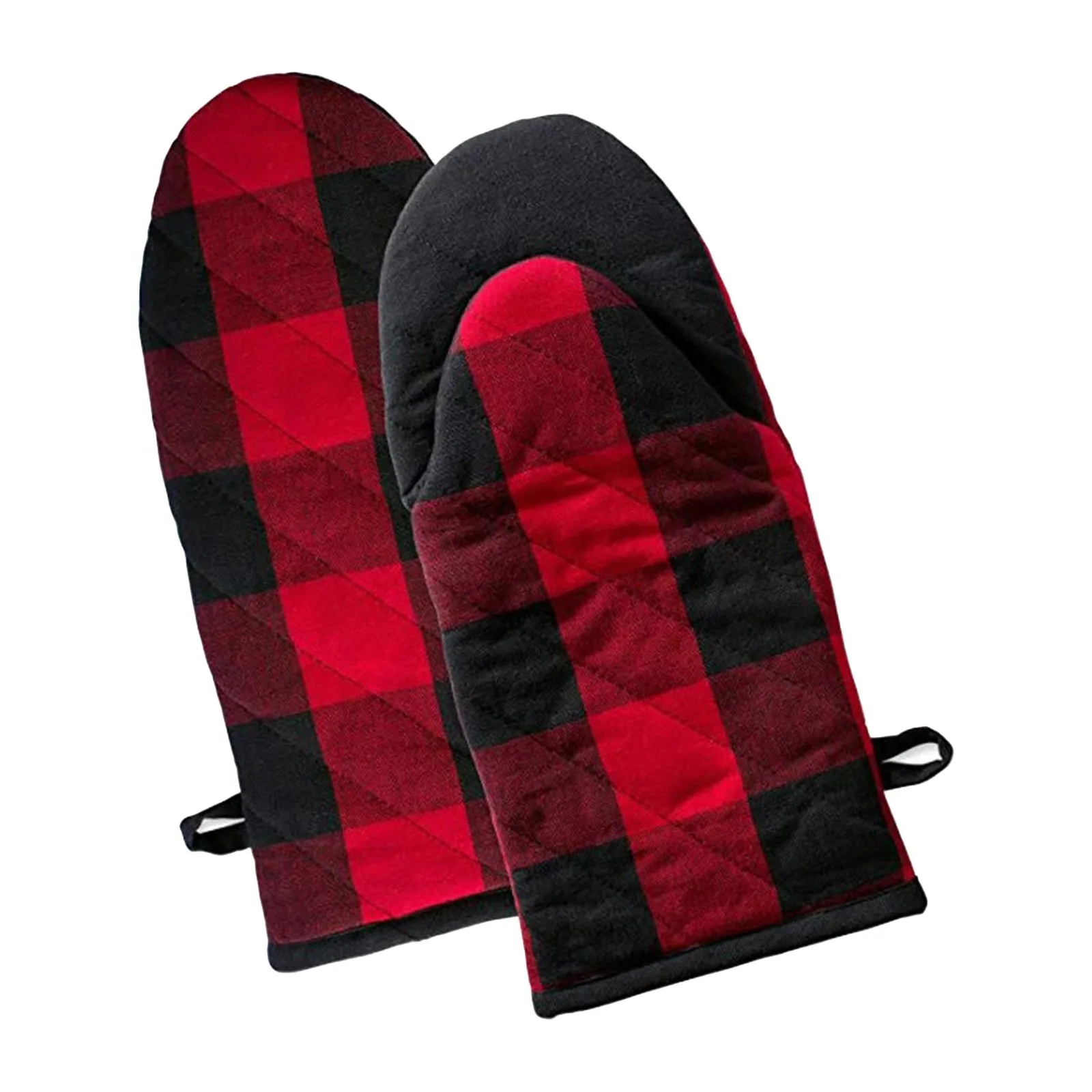 1 Pair Oven Mitts Microwave Gloves Thickened BBQ Cooking Mitts Non-Slip Heat Resistant Baking Gloves Kitchen Accessories