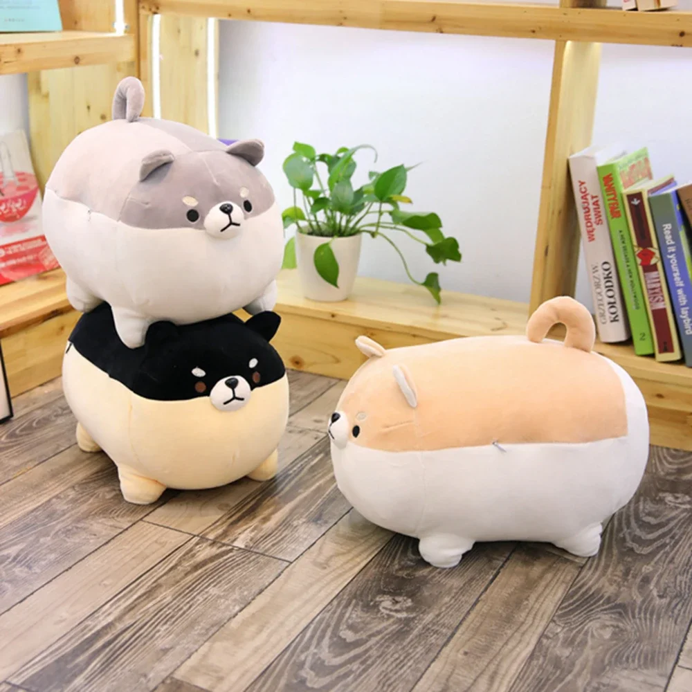 Peluche Shiba Inu Gigante De 16 Pulgadas – Almohada Kawaii Súper Suave Para Niños Y Niñas, Color Negro