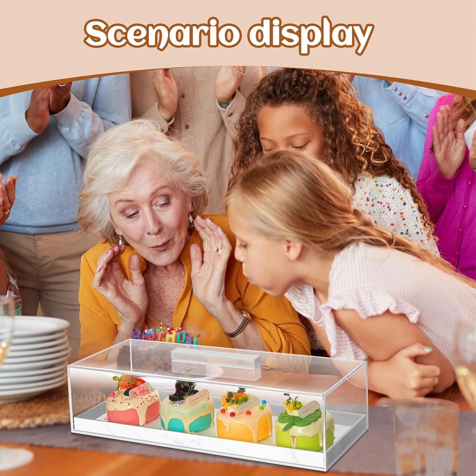 Rectangular Cake Tray Marble Grain Acrylic Multifunctional Dessert Serving Tray with Lid Rectangular Serving Tray