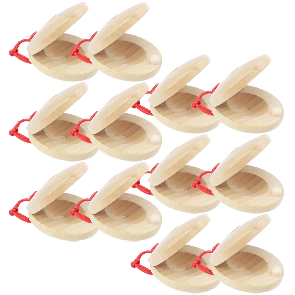 

12 pcs Musical Instrument Castanets Wood Castanets Kids Rhythm Castanets Small Castanets