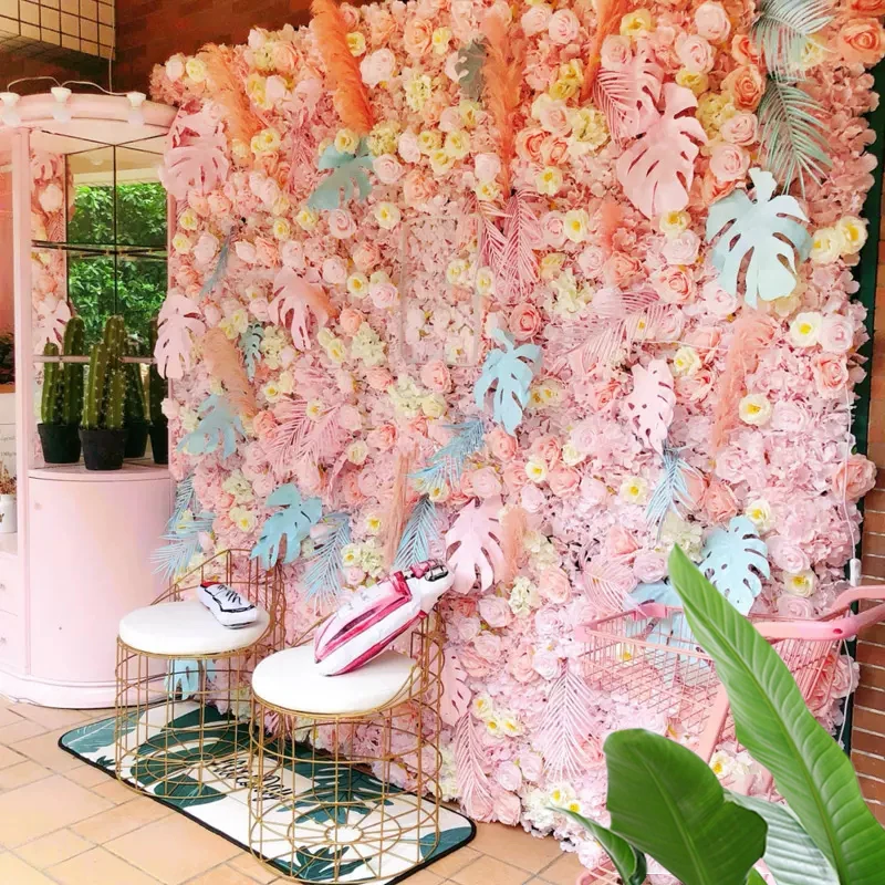 4PCSArtificialFlowersSilkHydrangeaWall4060cmFlowerMatWall