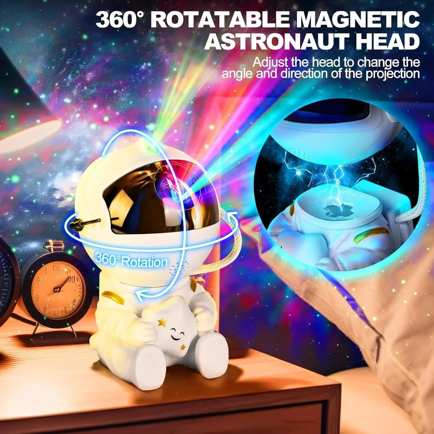 Star Projector Galaxy Night Light Astronaut Space Projector Starry Nebula Ceiling LED Lamp for Bedroom Home Decor Kids Gift