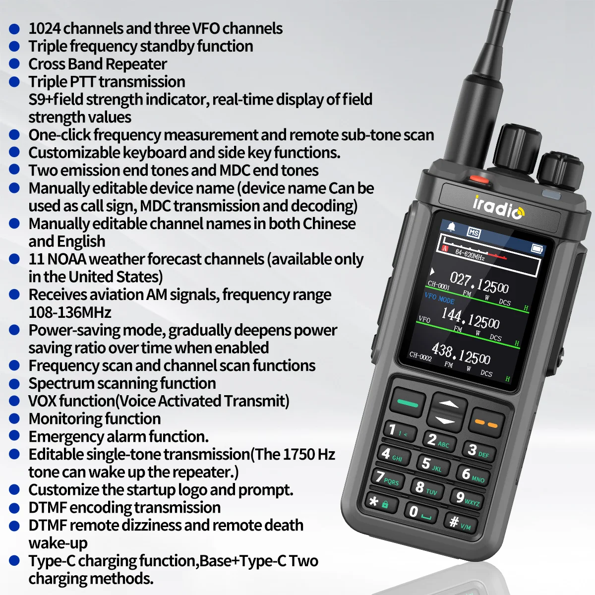 Iradio UV-98 PLUS Multi Band 10W FM AM SSB HF Cross Band Repeater 2.4"large screen Walkie Talkie Type-C Shortwave Ham Radio 2