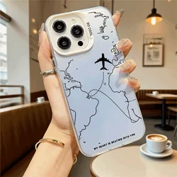 Custodia per telefono antiurto con mappa del mondo minimalista - Cover protettiva anti-graffio