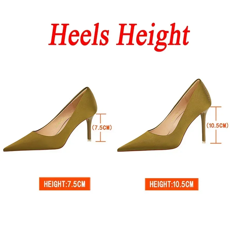Women 7.5cm 10.5cm High Heels Daily Retro Party Pumps Lady Concise Holiday Dress Low Heels Elegant Formal Satin Drag Queen Shoes 5