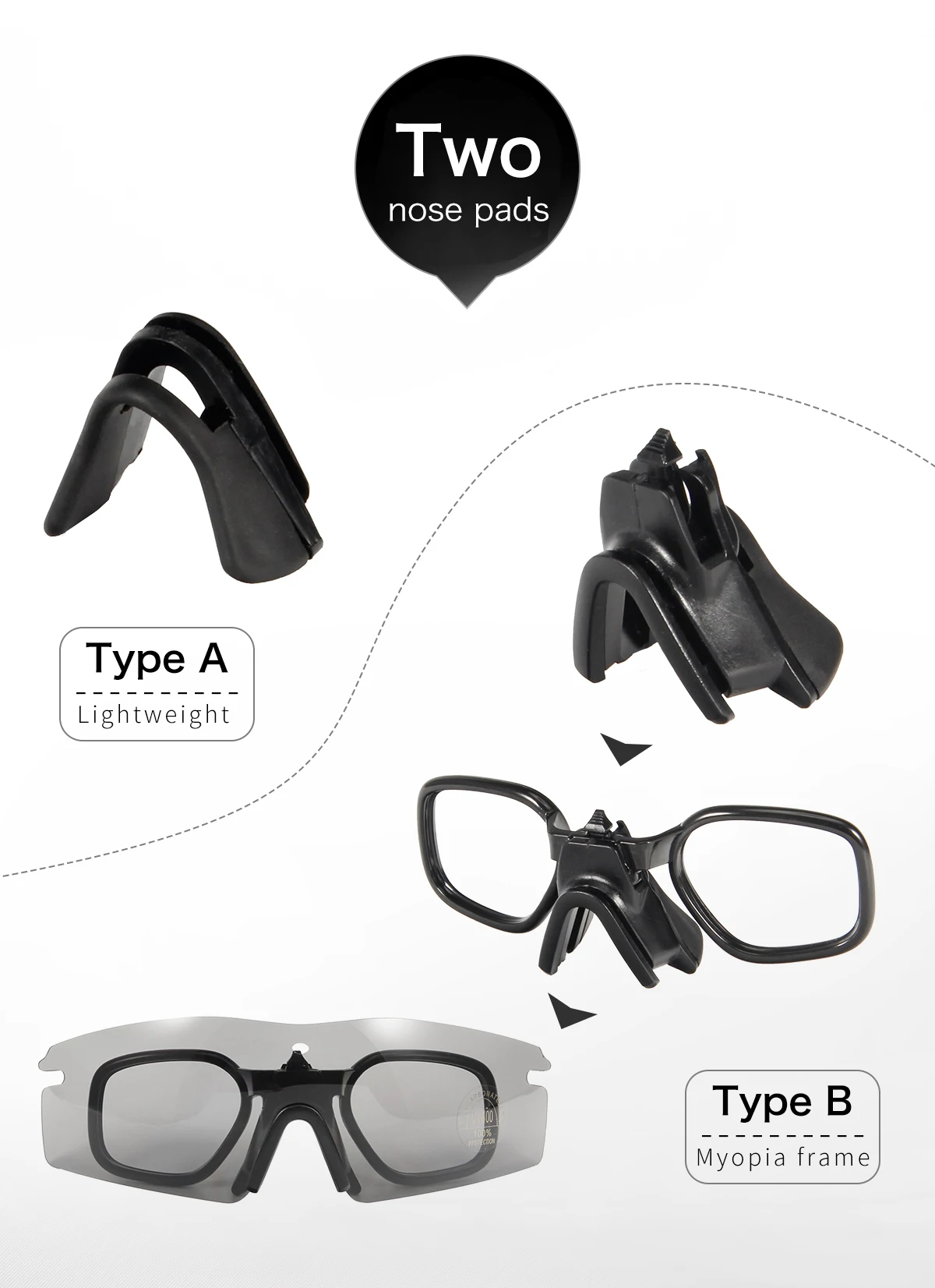 Polarized Sports Goggles Tactical M 3.0 MYOPIA Frame Polarized Black Men Cycling Paintball