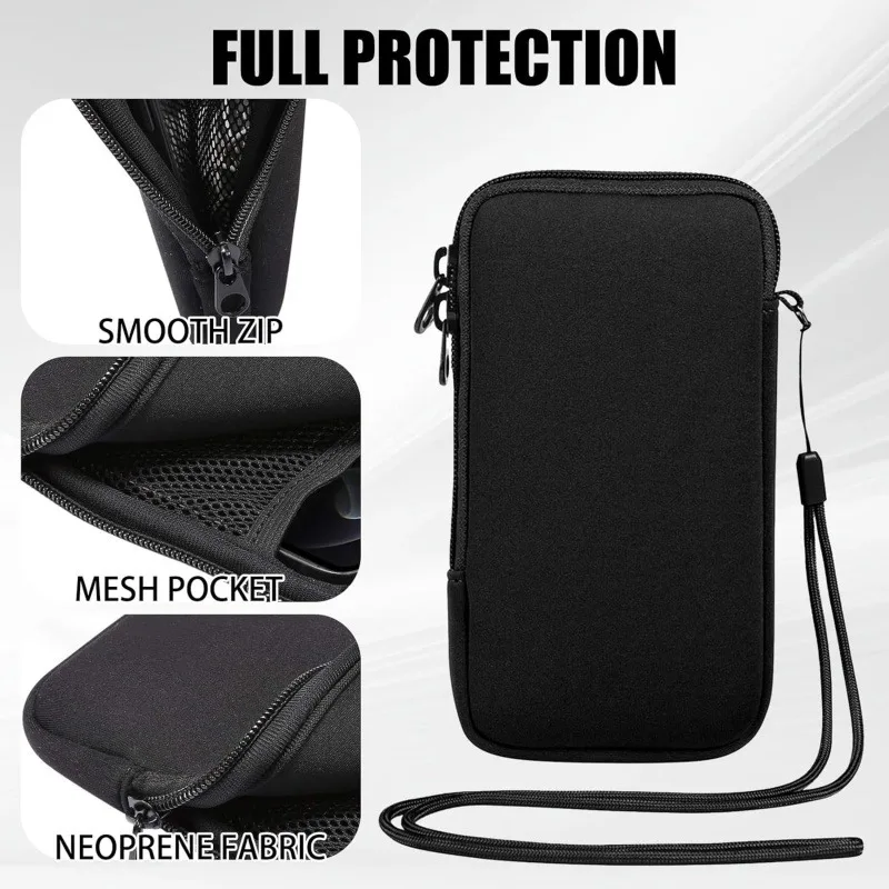 Compact Neoprene Phone Pouch with Lanyard - Shockproof Waterproof Storage Bag